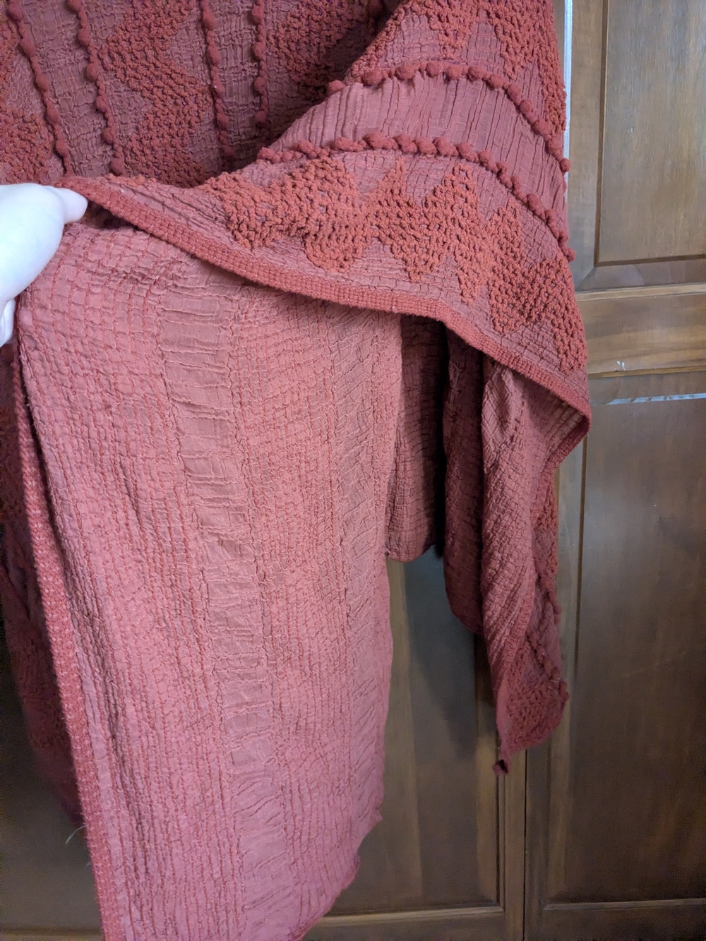 Textured Open-Front Knit Cardigan Sweater - Rust - Picture 8 of 9